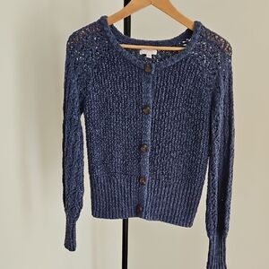LC Lauren Conrad Deep Blue Knit Cardigan